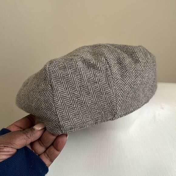 The Worlds Best Vintage Tan Chevron Pattern Flat Hat Cap XL - Picture 3 of 8